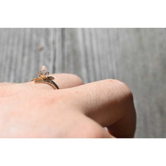 Art Deco Ring Raw Diamond Ring Rough Diamond Ring promise anniversary gi… - Picture 2 of 4